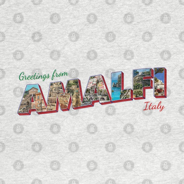 Greetings from Amalfi in Italy Vintage style retro souvenir by DesignerPropo